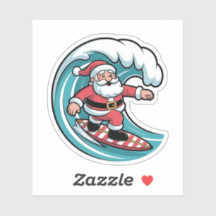 Adesivo Papai Noel de Surfe Natal Surfista Férias Praia