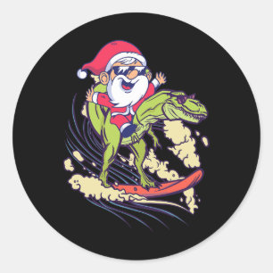 Adesivo Papai Noel Dinossauro Surfando T-rex Dino Verão Na