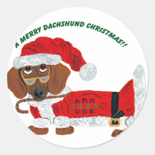 Adesivo Papai noel do bastão de doces do Dachshund
