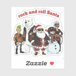 Adesivo Papai Noel do Rock and Roll Natal Divertido de P