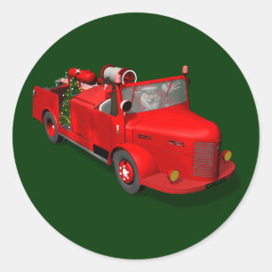Adesivo Papai Noel Doce No Caminhão de Bombeiros