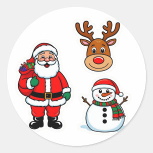 Adesivo Papai Noel e boneco de neve