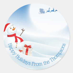 Adesivo Papai Noel e Boneco de Neve Bonito Personalizado