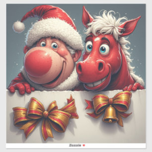 Adesivo Papai Noel e Cavalo Compartilhando Alegria Natalin