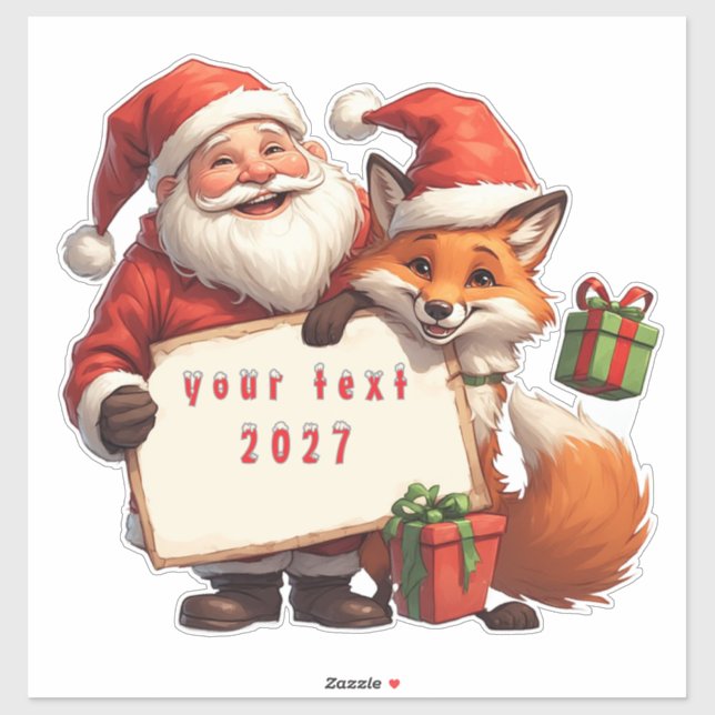 Adesivo Papai Noel E Raposa Feliz (Folha)