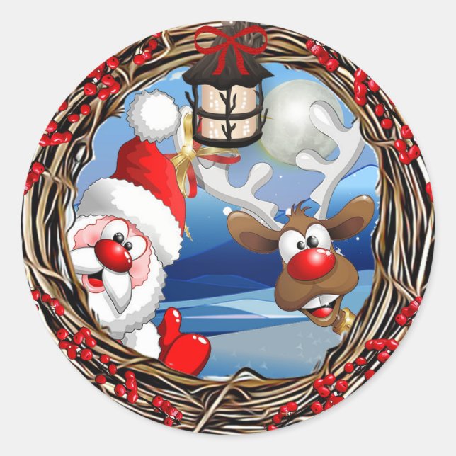 Adesivo Papai Noel e Reindeer Natal (Frente)