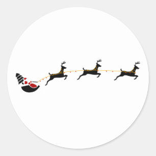 Adesivo Papai Noel e rena do vôo minimalista