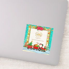 Adesivo Papai Noel em trem com presentes e árvore de Natal