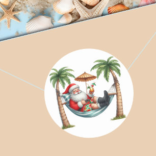 Adesivo Papai Noel em um Natal em uma Ilha Tropical