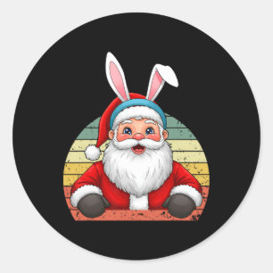 Adesivo Papai Noel Engraçado Com Orelhas De Coelhinho No N