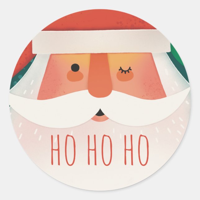 Adesivo Papai Noel engraçado | Crianças Ho Ho Ho de Natal  (Frente)