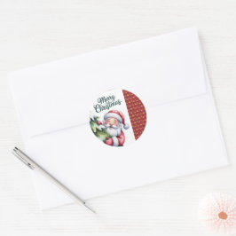 Adesivo Papai Noel Engraçado e Fofo com Árvore e Tipografi