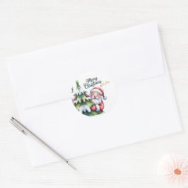 Adesivo Papai Noel Engraçado e Fofo com Árvore e Tipografi