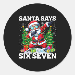 Adesivo Papai Noel engraçado fazendo Dabbing diz Seis Sete