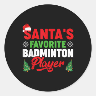 Adesivo Papai Noel Engraçado Jogador de Badminton Favorito