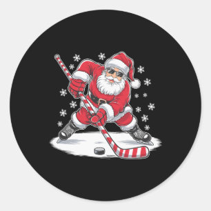 Adesivo Papai Noel engraçado jogando hóquei no gelo no Nat