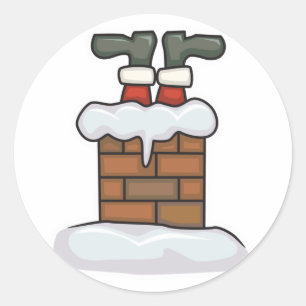 Adesivo Papai Noel engraçado preso na chaminé