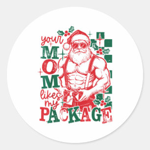 Adesivo Papai Noel engraçado sua mãe gosta do meu pacote N