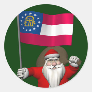 Adesivo Papai Noel feliz com a bandeira de Geórgia