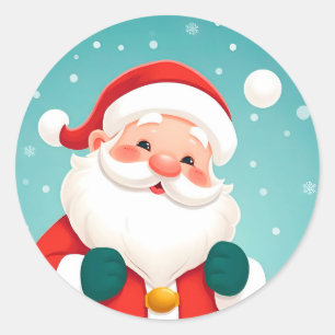 Adesivo Papai Noel feliz em Cena de Inverno Nevado