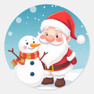 Adesivo Papai Noel Feliz em Cena de Inverno Nevado