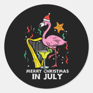 Adesivo Papai Noel Flamingo Harpa Feliz Natal Em Julho Fof