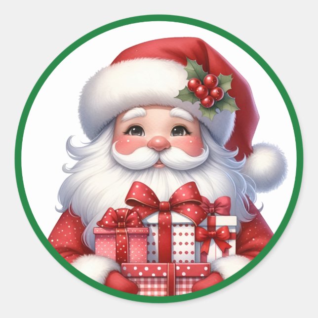 Adesivo Papai Noel Fofo Natal Com Presentes  (Frente)