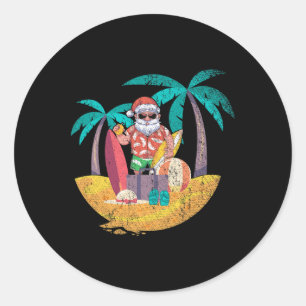 Adesivo Papai Noel Havaiano Natal Tropical de Verão Surfan