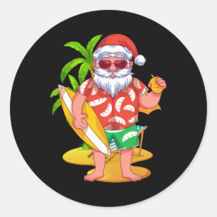 Adesivo Papai Noel havaiano surfando verão tropical Natal