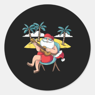Adesivo Papai Noel havaiano violão havaiano Natal em J
