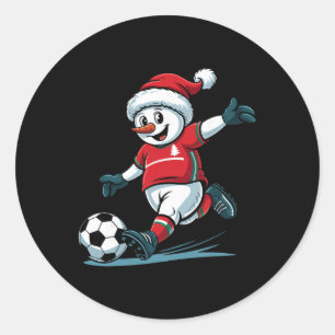Adesivo Papai Noel Homem de Neve Jogando Futebol Engraçado