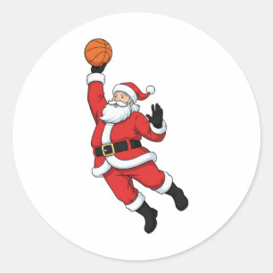 Adesivo Papai Noel Jogando Basquete Natal Divertido
