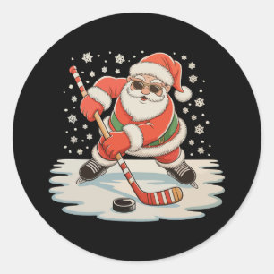 Adesivo Papai Noel Jogando Hóquei no Gelo Natal Xmas Despo