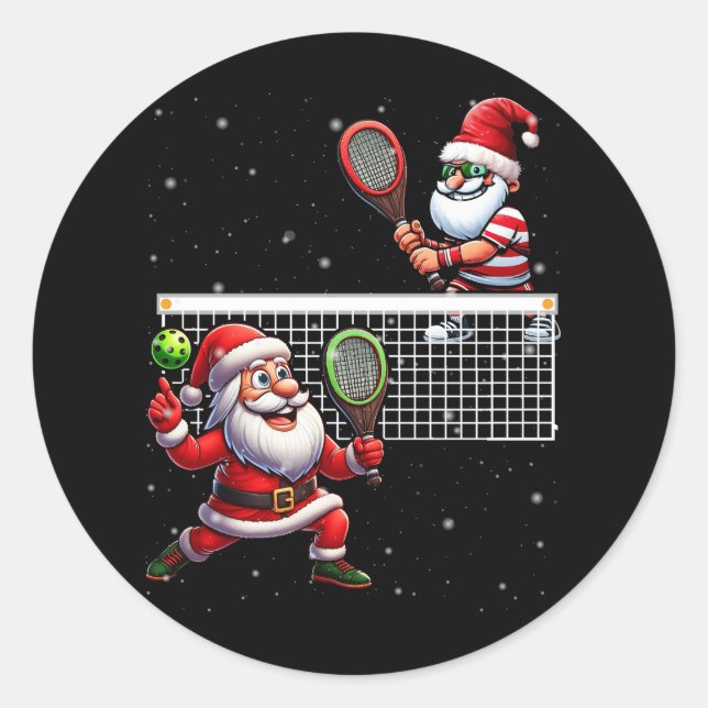 Adesivo Papai Noel Jogando Pickleball na Feliz do Lover Na (Frente)