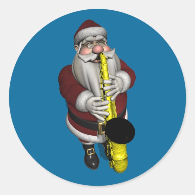 Adesivo Papai Noel Jogando Saxofone (Frente)