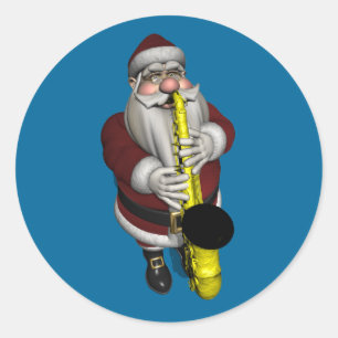 Adesivo Papai Noel Jogando Saxofone
