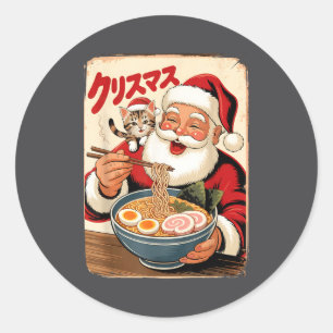 Adesivo Papai Noel Kawaii Comendo Macarrão Ramen Natal Jap