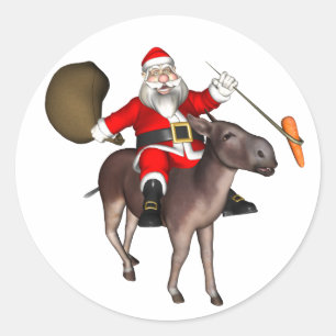 Adesivo Papai Noel montado em burro