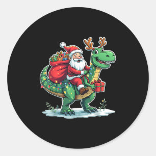 Adesivo Papai Noel Montado em Dinossauro T Rex Luzes de Na