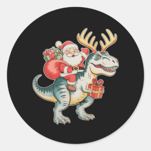 Adesivo Papai Noel montado em dinossauro T-Rex Natal Festa