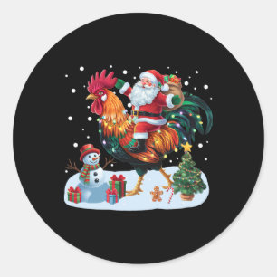 Adesivo Papai Noel Montado em Frango Luzes Divertidas de N
