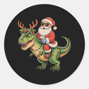 Adesivo Papai Noel Montando Dinossauro T Rex Natal Retrô