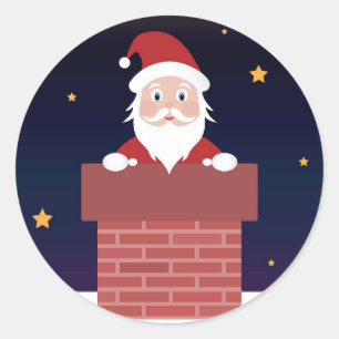 Adesivo Papai Noel na noite de Natal no Chimne