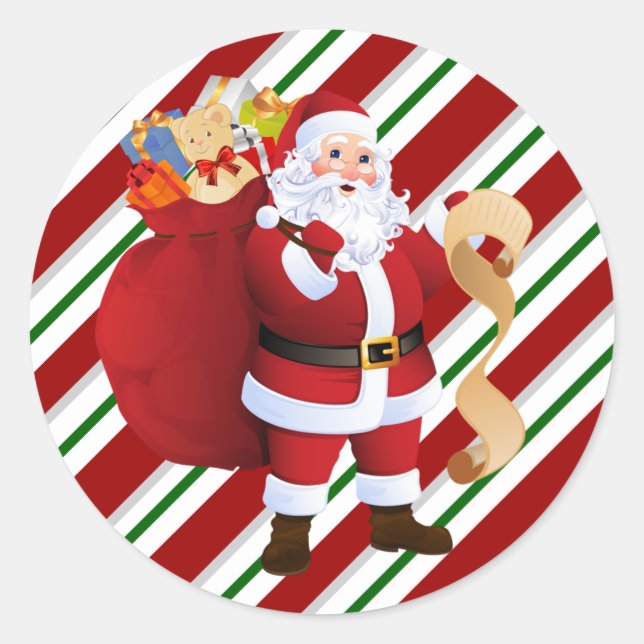 Adesivo Papai Noel Natal Verificando Seu Envelope De Lista (Frente)