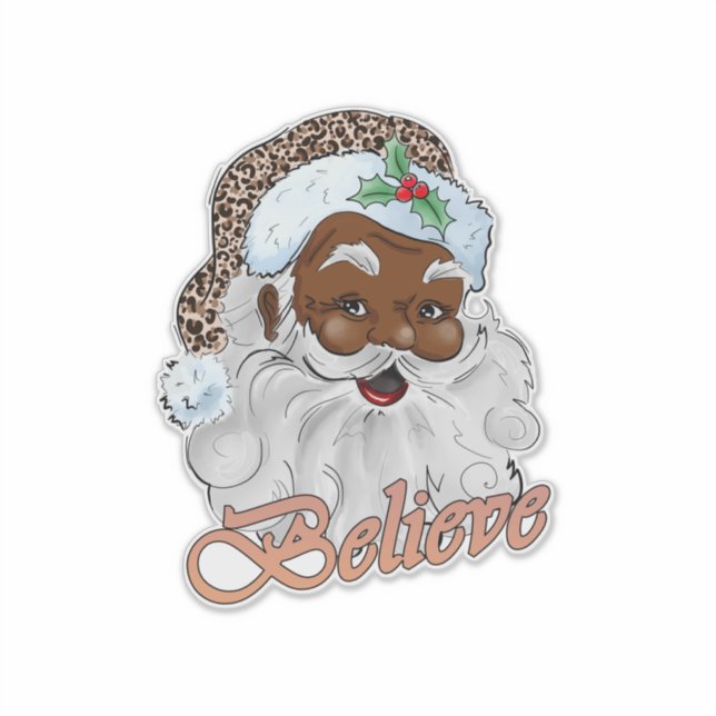 Adesivo Papai Noel Negro Acredita em Jesus Natal (Frente)