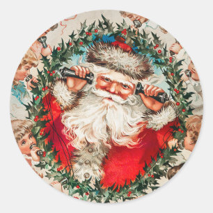 Adesivo Papai Noel nos celulares ouvindo crianças