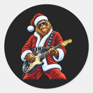 Adesivo Papai Noel Pé Grande Natal Vintage Tocando Violão