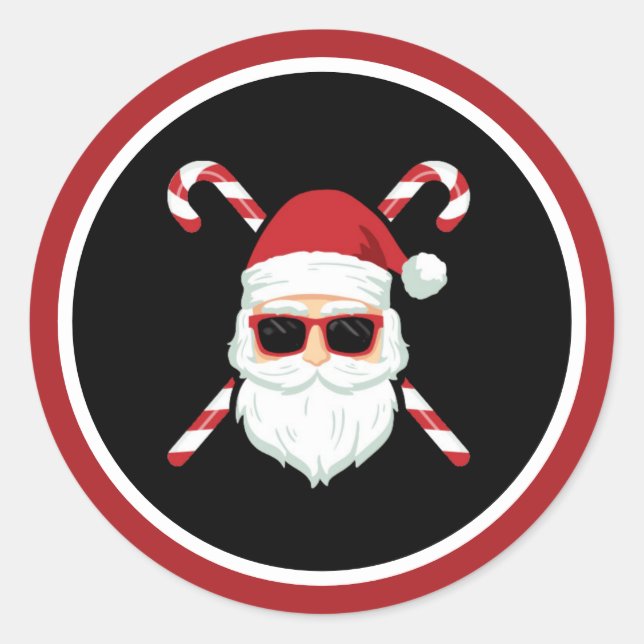 Adesivo Papai Noel personalizado com bengalas de cruz Nata (Frente)