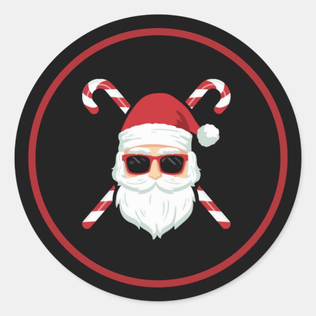 Adesivo Papai Noel Personalizado com Bengalas de Cruz Nata (Frente)