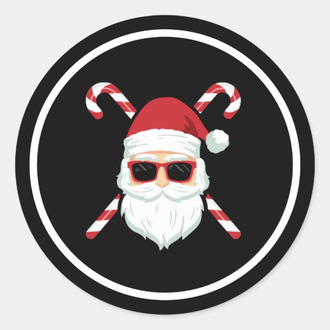 Adesivo Papai Noel Personalizado com Bengalas de Cruz Nata (Frente)